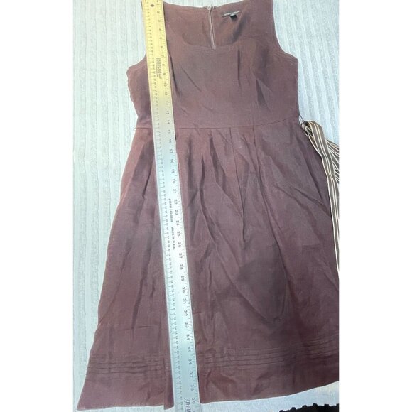 Banana Republic Women Brown Scoop Neck Sleeveless Belted Linen A-Line Dress Sz 8 - Picture 8 of 11